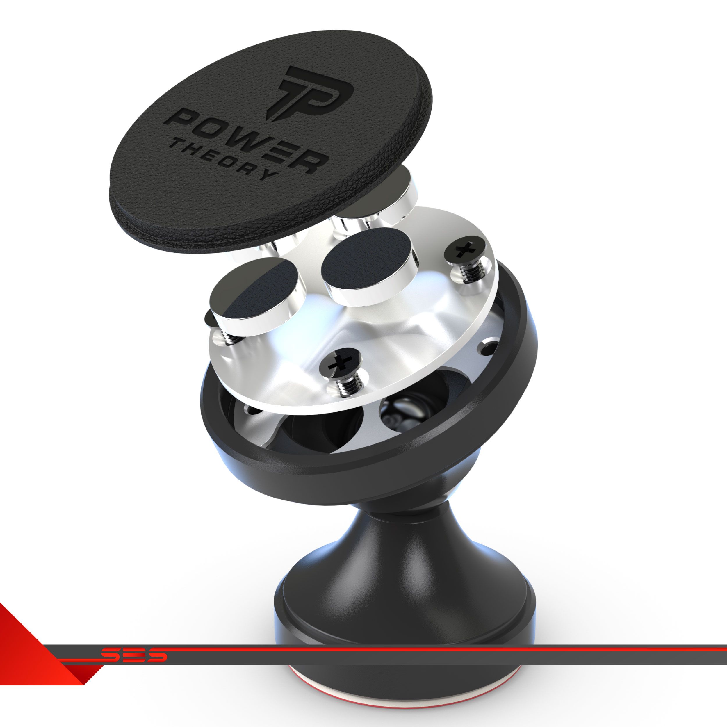 Предметная 3D Визуализация  магнитного держателя для смартфона в разборе.