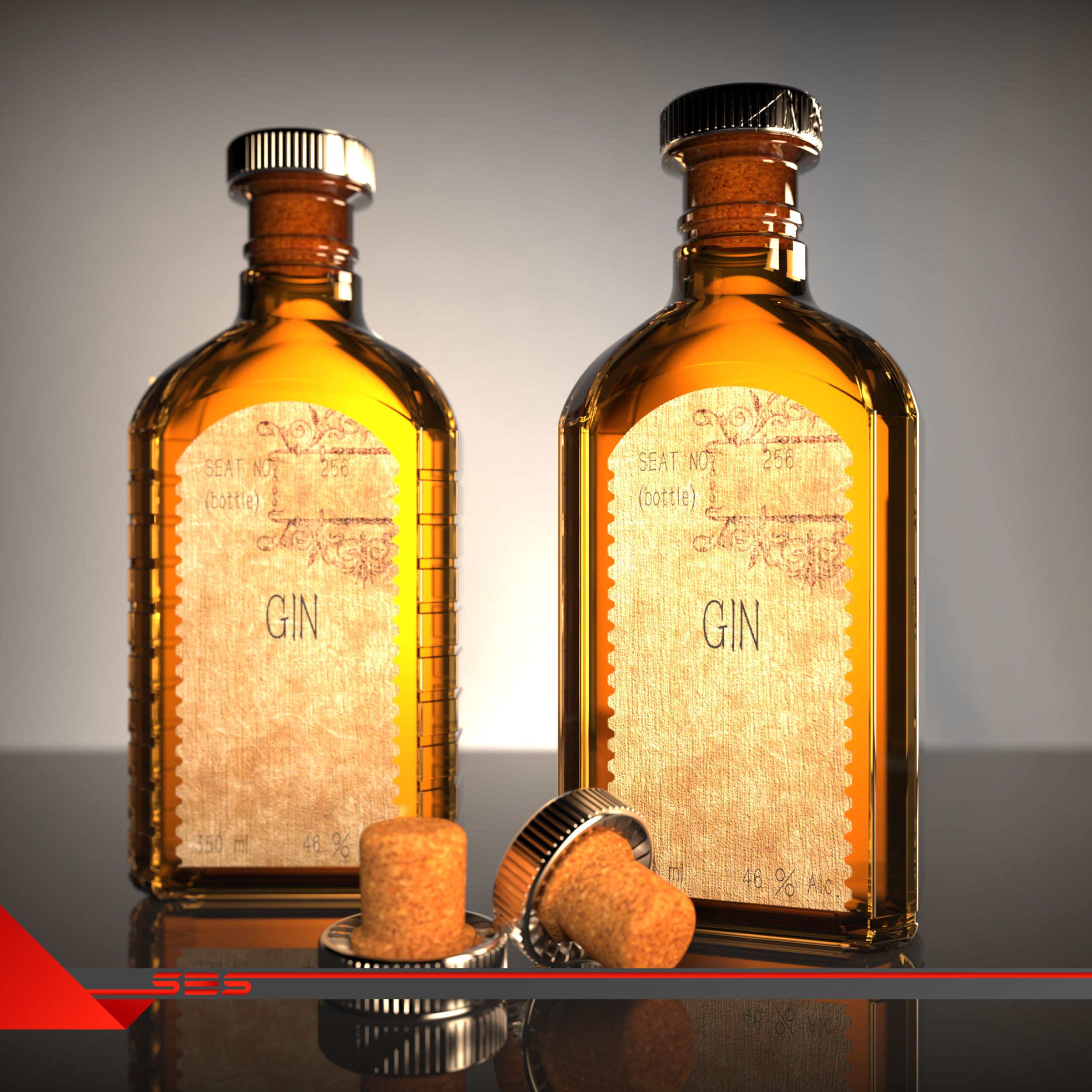 Дизайн и визуализация бутылки для джина