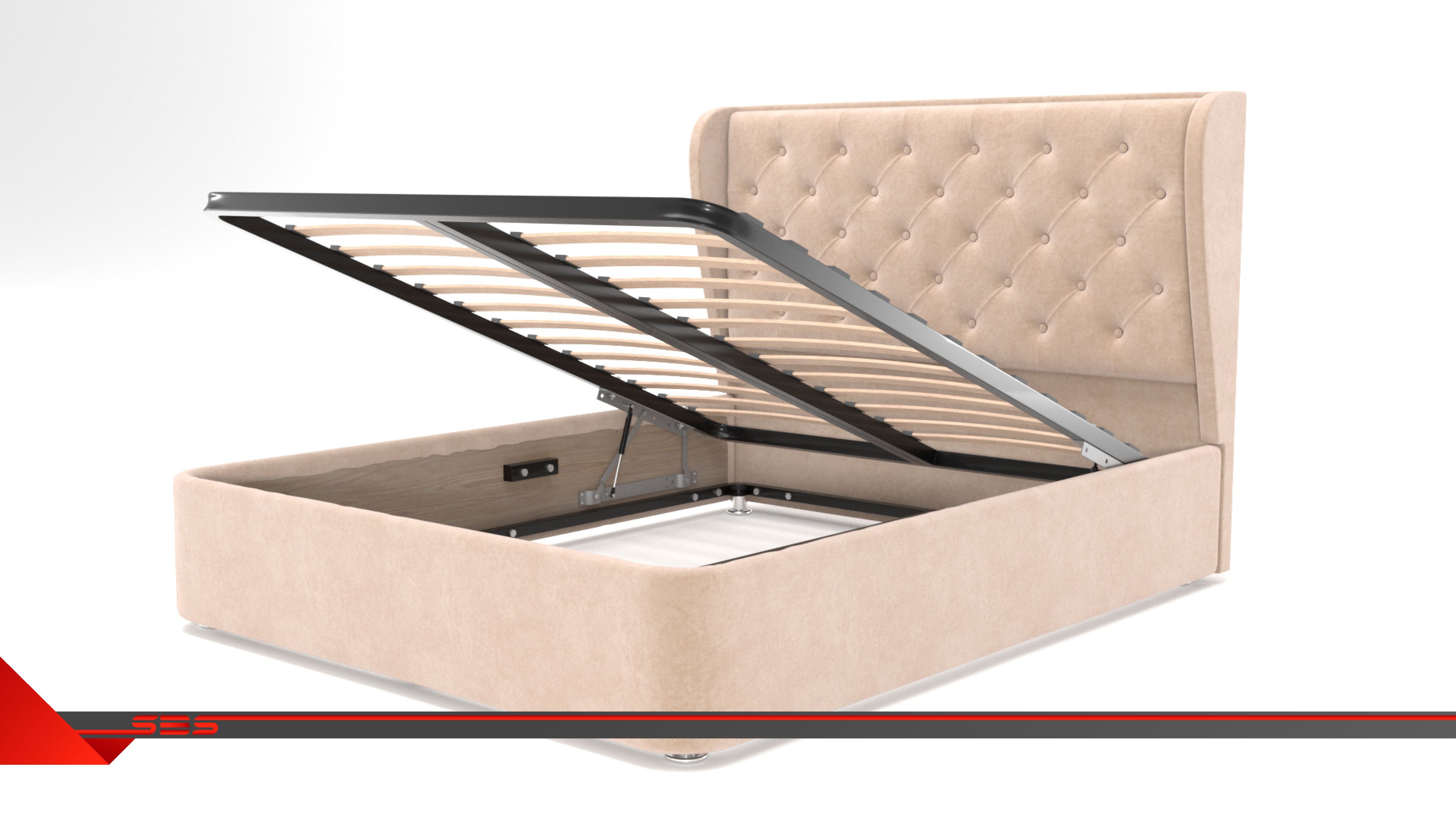 3D визуализация предмета интерьера, Кровать с подъемным механизмом